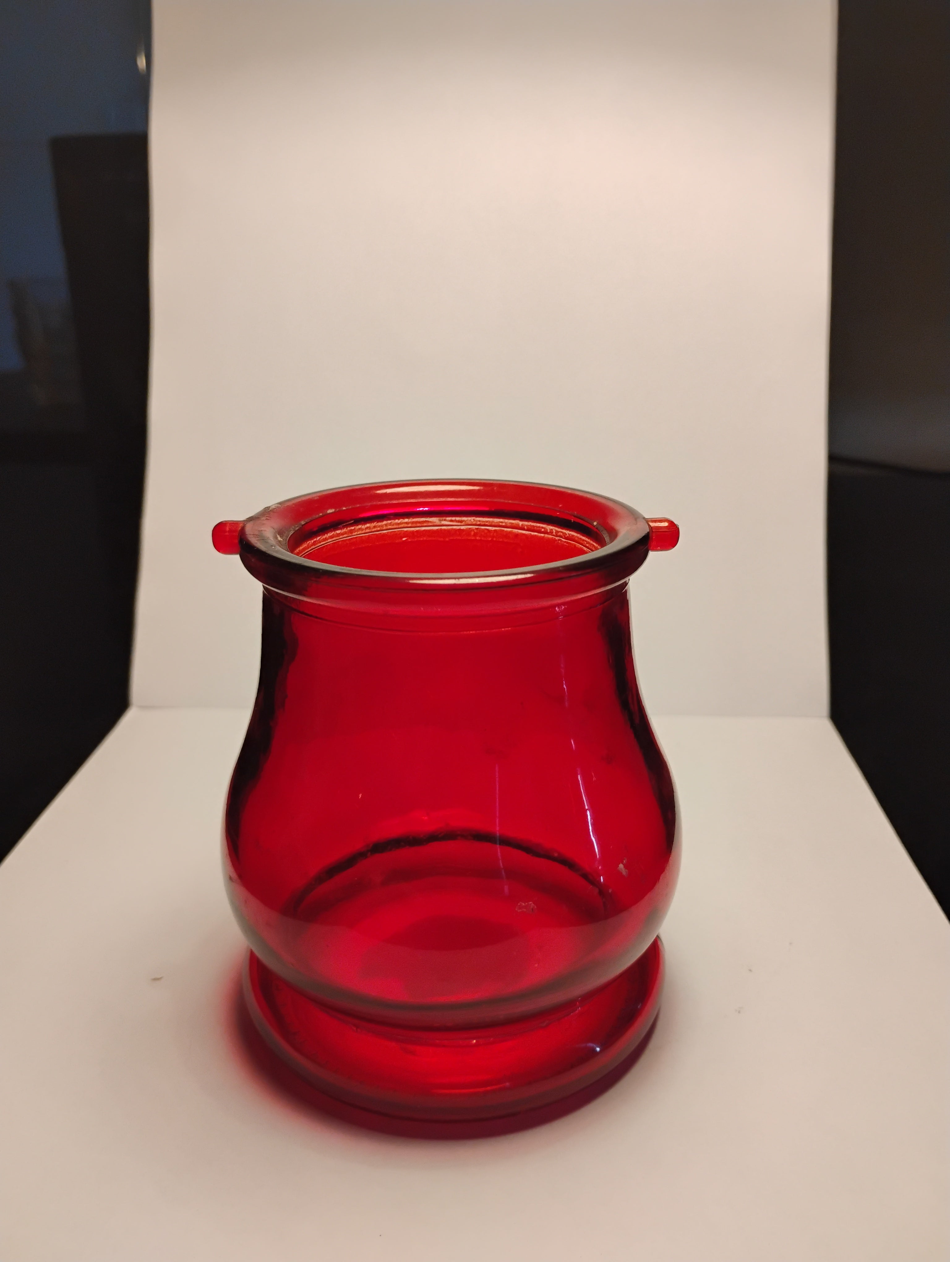 Red Glass Candle Holder